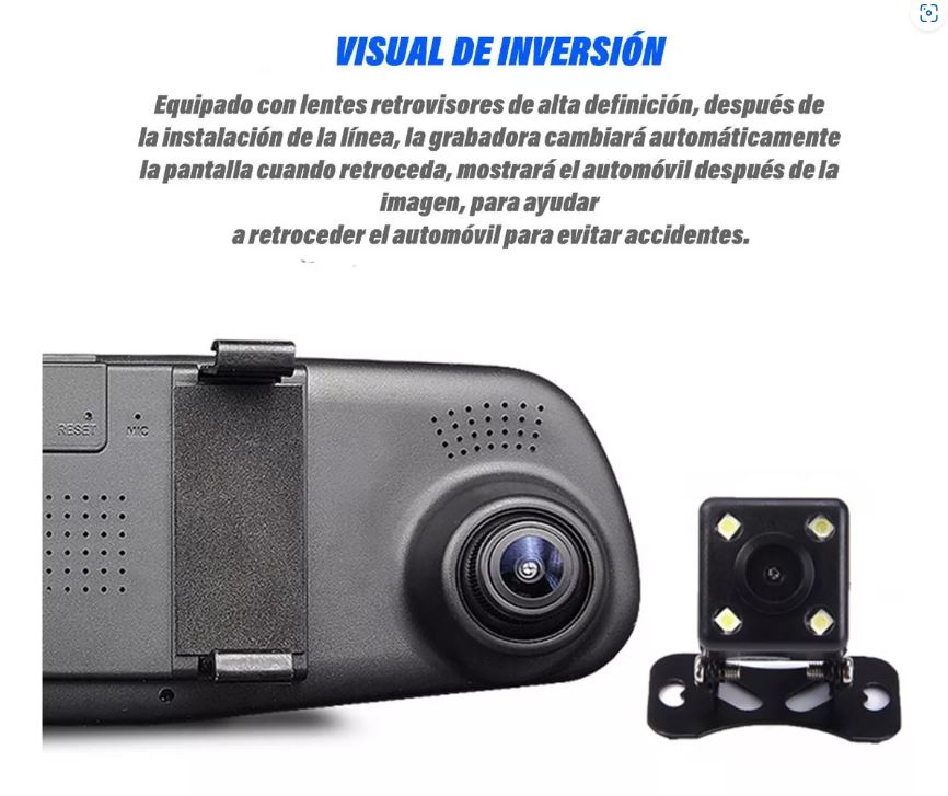 Espejo Retrovisor Doble Camara Pantalla: Seguridad al volante + Envío Gratis