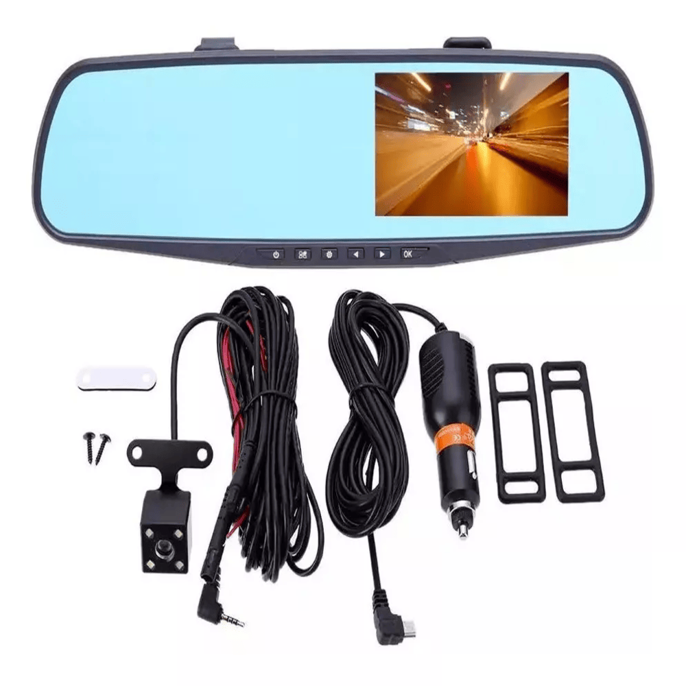 Espejo Retrovisor Doble Camara Pantalla: Seguridad al volante + Envío Gratis