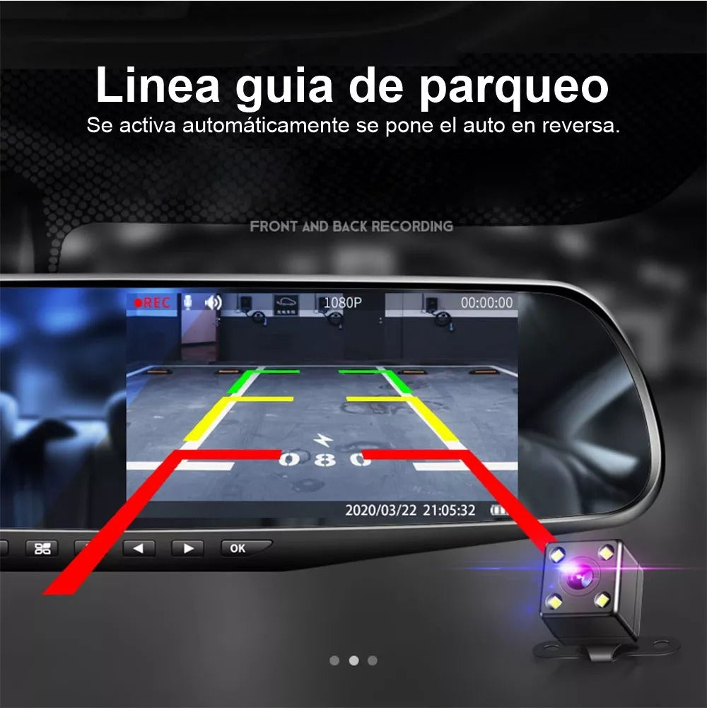 Espejo Retrovisor Doble Camara Pantalla: Seguridad al volante + Envío Gratis